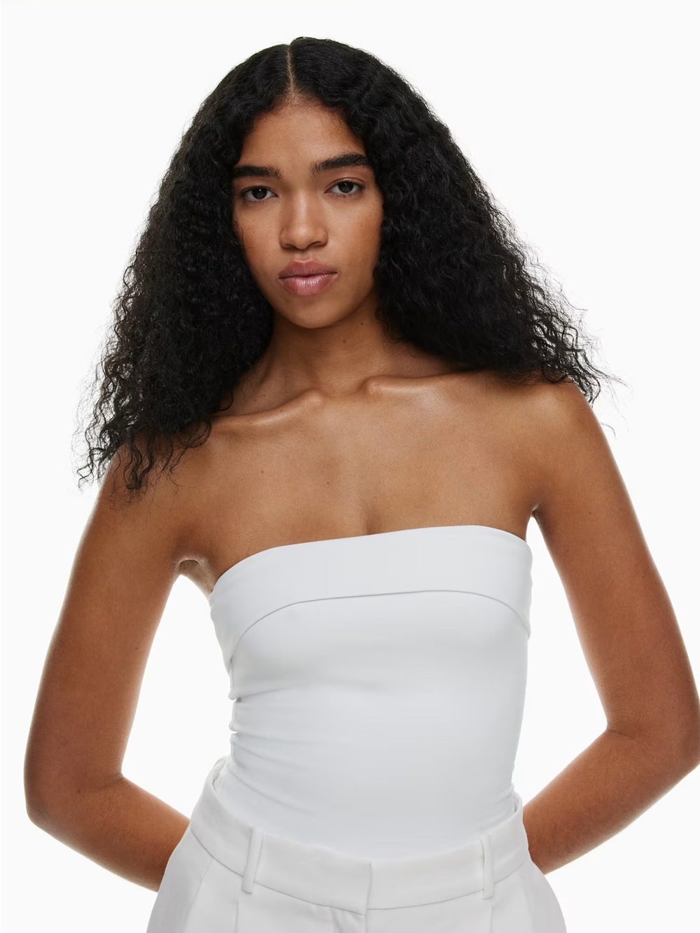 Aritzia Contour Foldover Tube Top in White - Medium